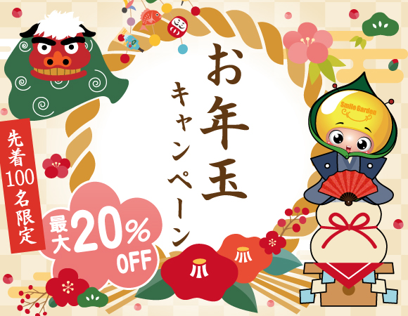 先着100名様限定！最大20％OFF！ お年玉キャンペーン！